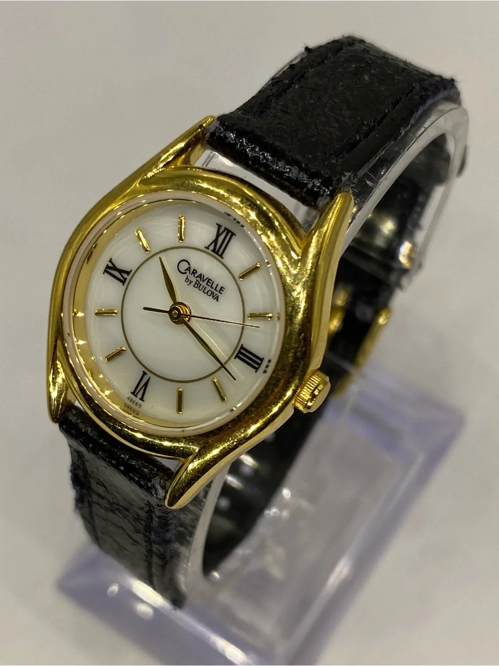 Caravelle ^^^  Gold-Tone Watch /  Black Strap * Luxury ***